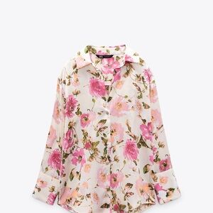 Zara Floral Blouse - Pink and Cream